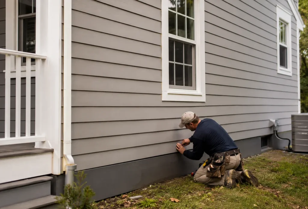 Siding Installation in South Jordan - UT underway as a crew aligns panels beside second-story windows